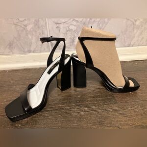 Franco Sarto Black and Tan Heels